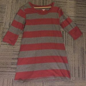 Cotton Maroon and Gray Shift Dress
