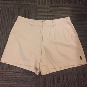 White Ralph Lauren Polo Shorts with Navy Logo