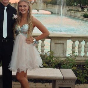 Dave and Johnny light pink homecoming dress