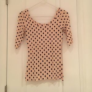 Pink with black polka dots shirt