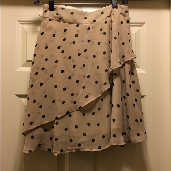 Tan skirt with black polka dots