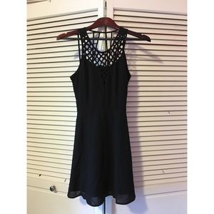 Caged plunge neck dress