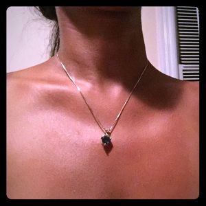 Simple elegant blue sapphire necklace