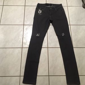 Dark Gray Wash Denim Jeans