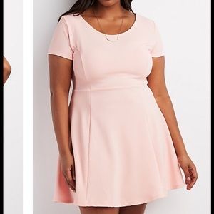 Blush pink fit and flare dress