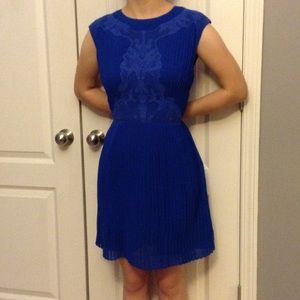 Royal Blue Pleated Lace Dress Ted Baker