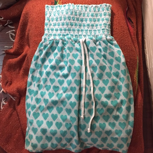 Juicy Couture terry smocked heart print tube dress