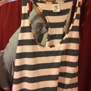 Pink and grey stripped tank