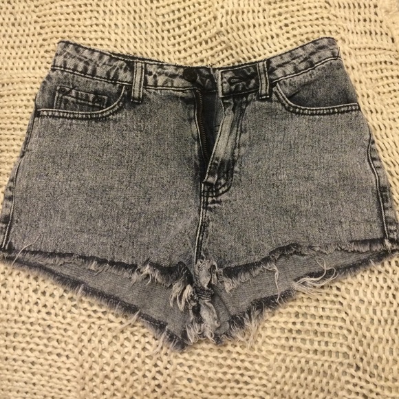High rise acid wash shorts