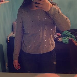 Gray Studded Sweater