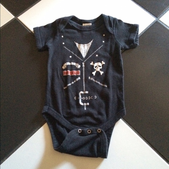 ☠ Punk Leather Jacket SilkScreen Onesie 12 months