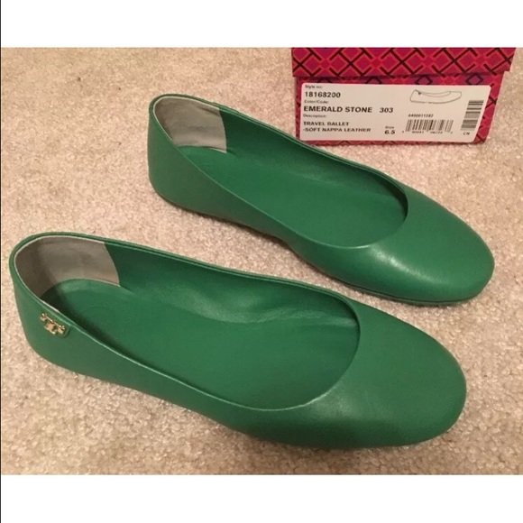 emerald green flat shoes