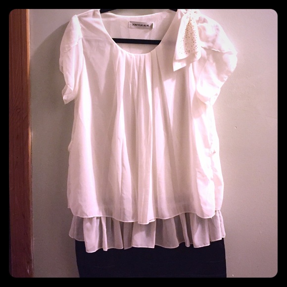 Blouse and pencil skirt