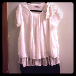 Blouse and pencil skirt