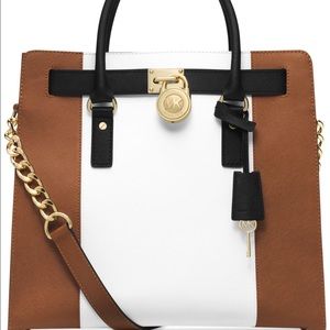 Michael Kors Hamilton Center Stripe Brown Lrg Bag