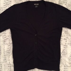 BLACK BUTTON UP 3/4 SLEEVE SWEATER
