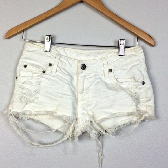LF Carmar white distressed jeans shorts