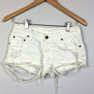 LF Carmar white distressed jeans shorts