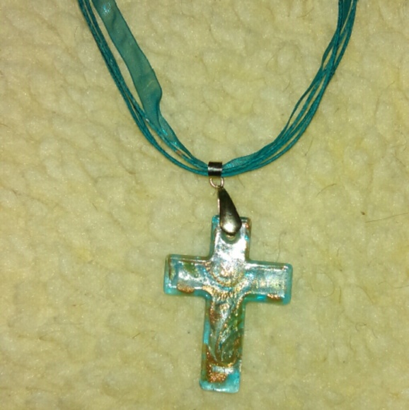 Murano glass cross necklace
