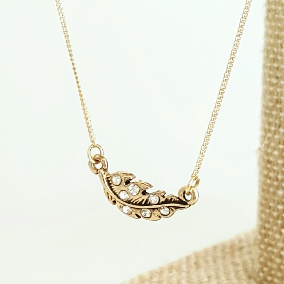 *HOST PICK*Gold and Diamond Jewel Leaf Necklace.