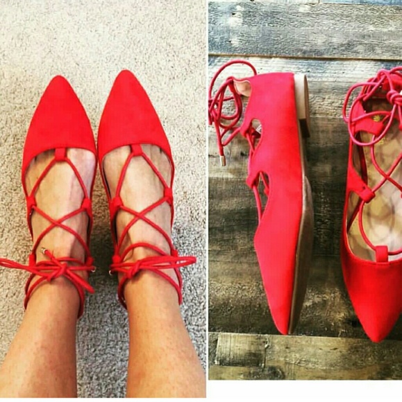 Brand new Red Tie Ballet Flats