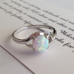 On sale Solid 925 Silver Fire Opal Ring