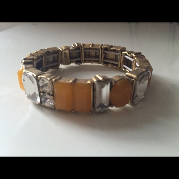 JCrew stretch multi stone orange/crystal bracelet
