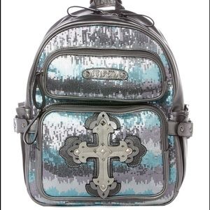 Miss Me Backpack in silver leather