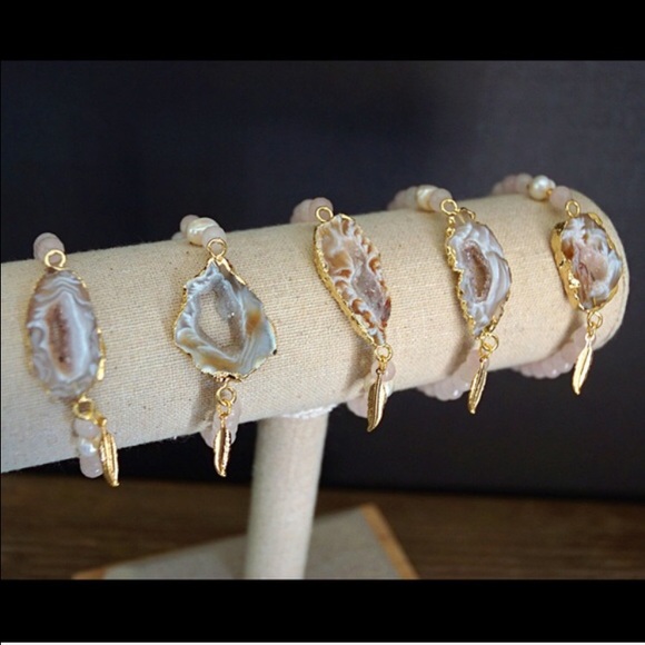 FLASH SALE❤️❤️❤️Rose Quartz and Druzy bracelets - Picture 3 of 5