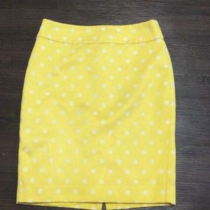 Yellow Pencil Skirt with white polka dots