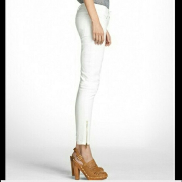 Tory Burch Slim Fit Skinny Jeans- White, ankle zip