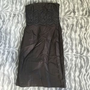 Ann Taylor brown silk strapless dress