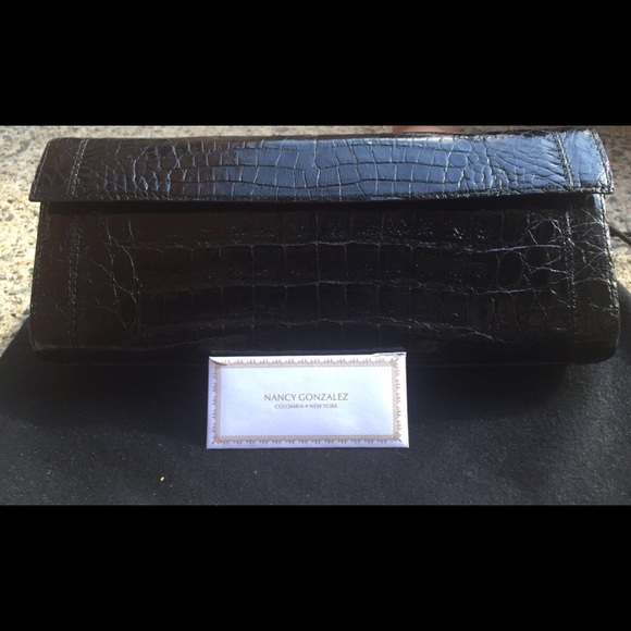 Nancy Gonzalez black crocodile clutch