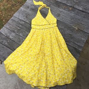 Anthro Lemon yellow vintage flirty dress