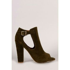 Shoe Republic LA Side Cutout Buckle Booties