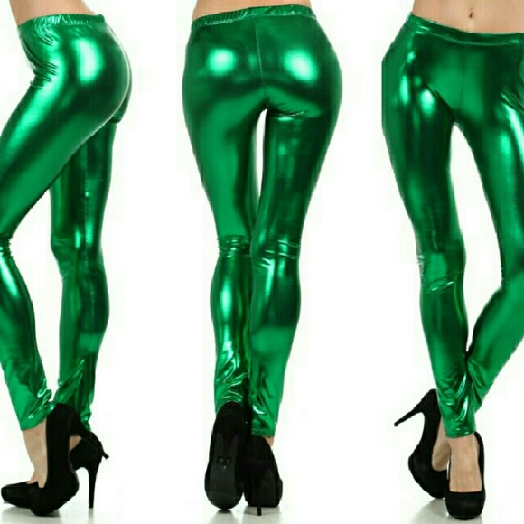 Metallic green leggings