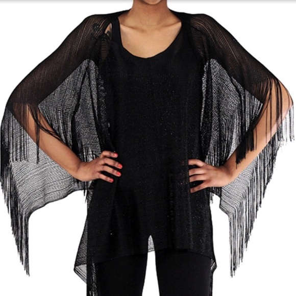 Black Sheer Poncho Coverup