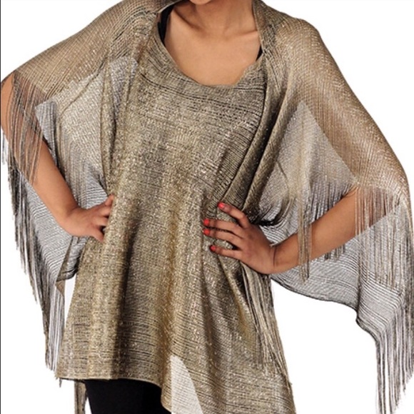 Gold Sheer Poncho Coverup