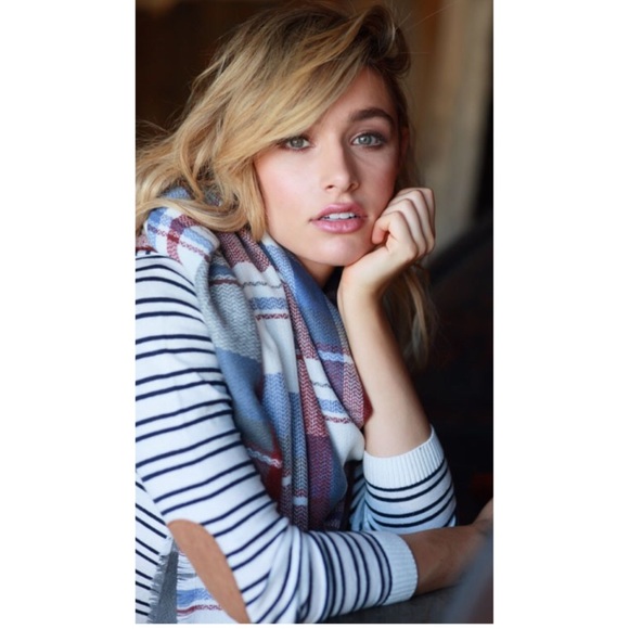 Lt. Blue Brick Tartan Plaid Oversize Blanket Scarf - Picture 2 of 3