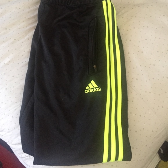 adidas black/yellow neon sweatpants