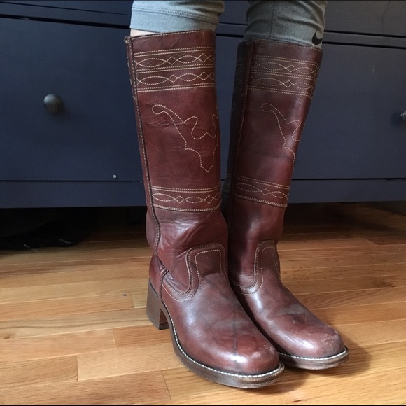 Frye brown leather tall boots