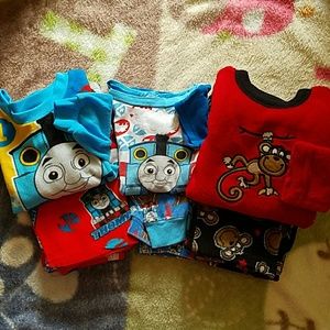 PJ's 3 Sets of 2PC Sets! Thomas the train & Monkey