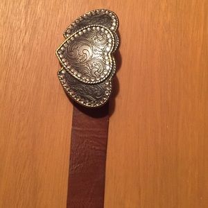 Brown belt with heart buckle