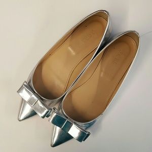 Jcrew silver mirror flats size 5.5
