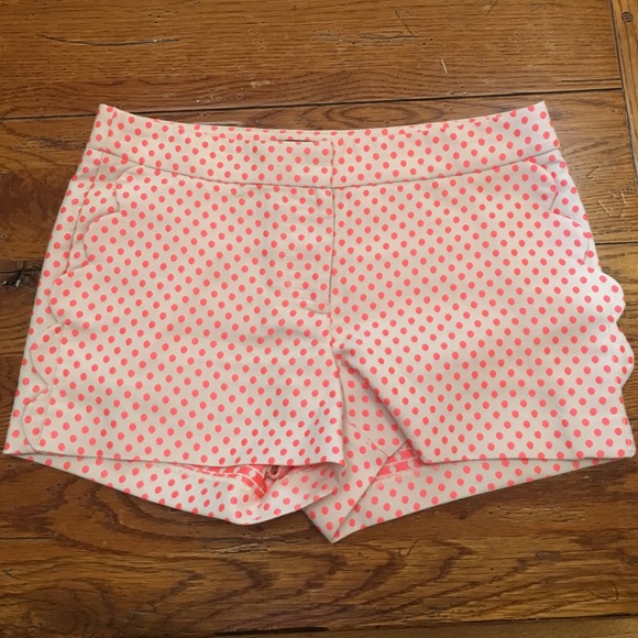 JCREW pink polka dot scalloped shorts