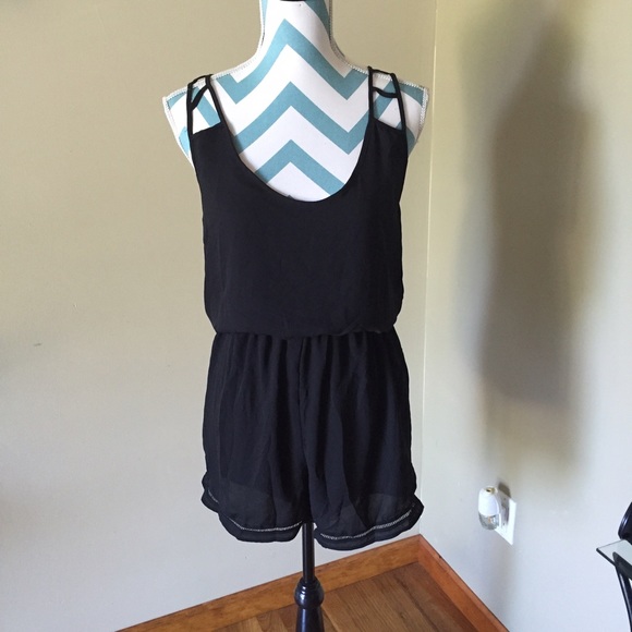 Black open back romper