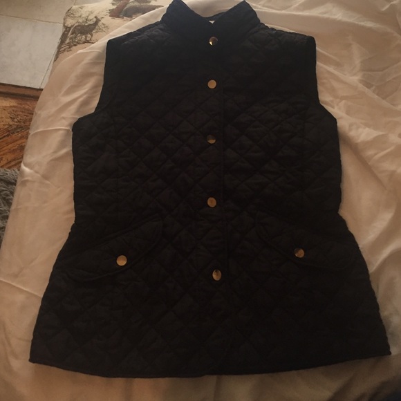 Quilted Black Vest with Gold Buttons