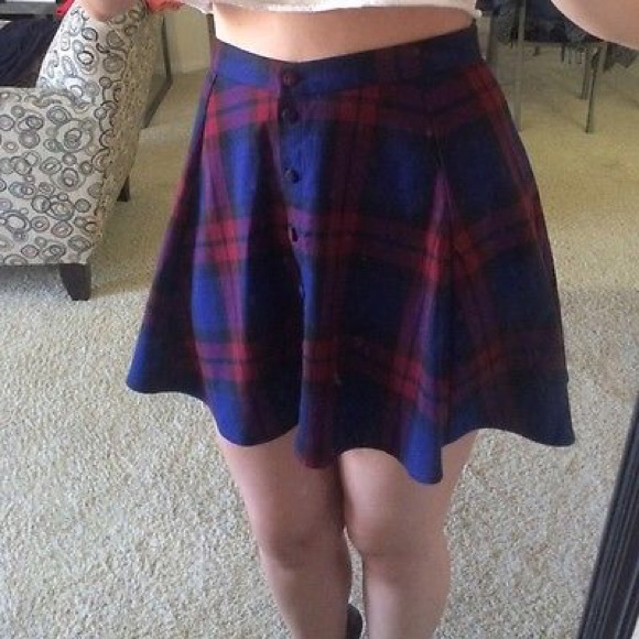 Royal Blue Plaid Button up Skirt M