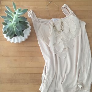 Cream ruffled tank