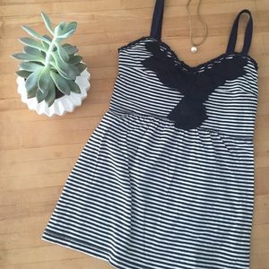 Striped ruffled tank